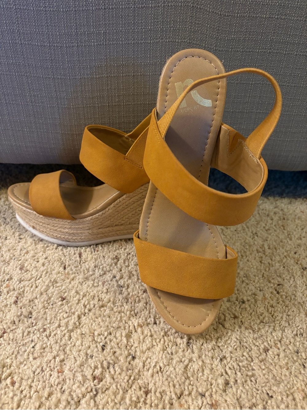 Report Mustard Espadrille Wedge Sandals